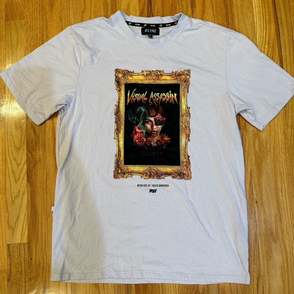 RS1NE light purple Visual Assassin framed masked beauty tee shirt